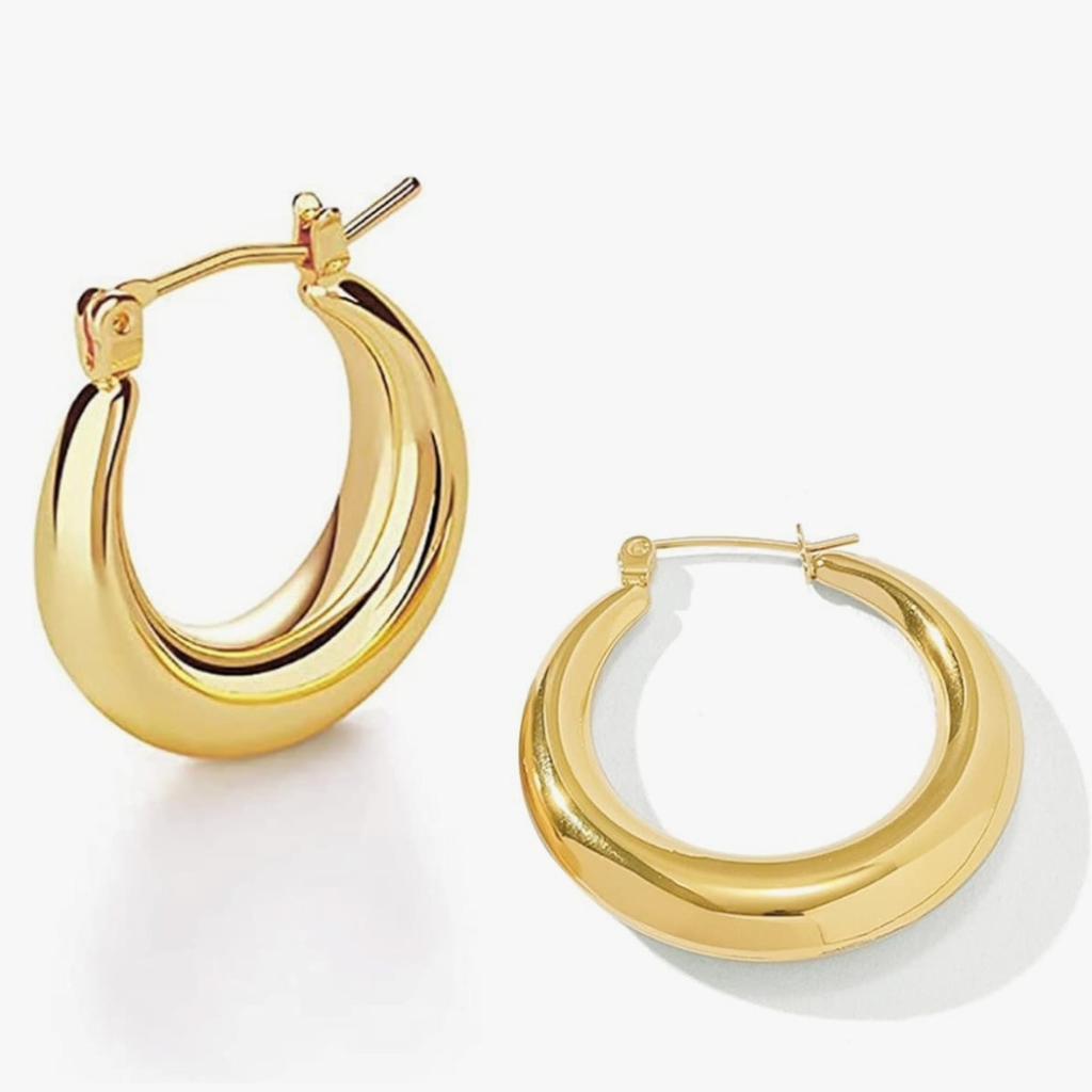 Puffy Mini Gold Hoop Earrings