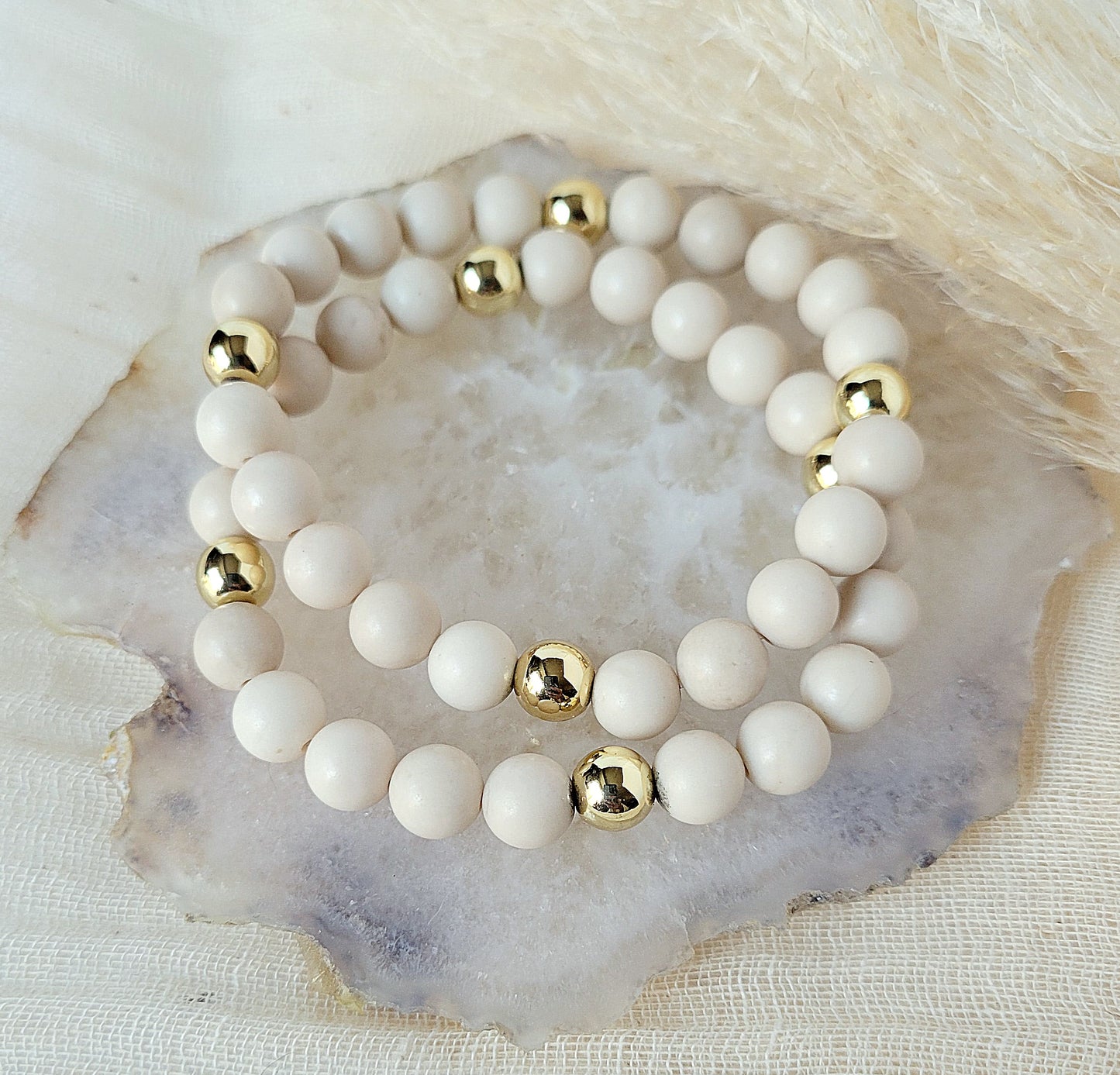 Riverstone with Gold Filled Beads