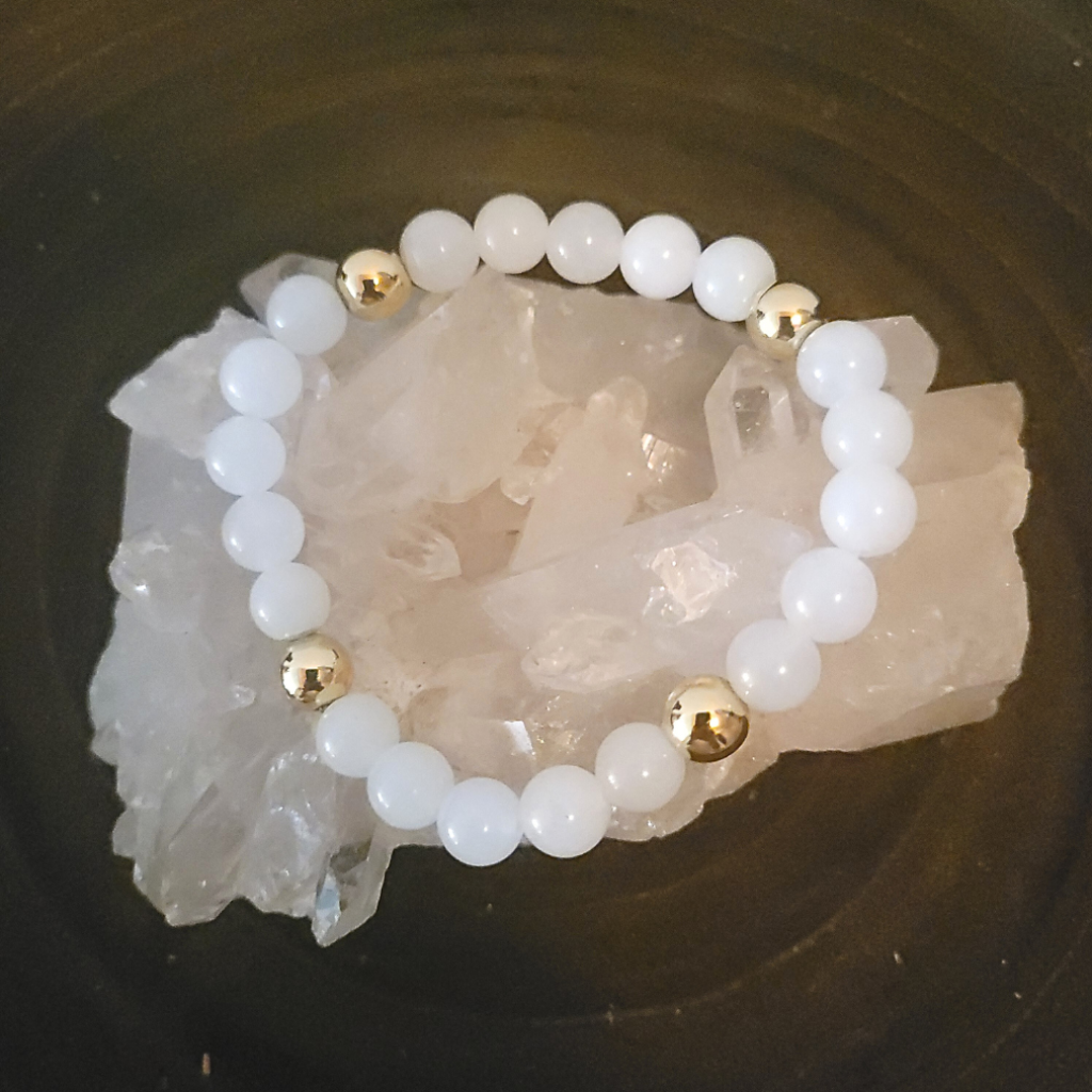 White Jade With Gold Filled Beads