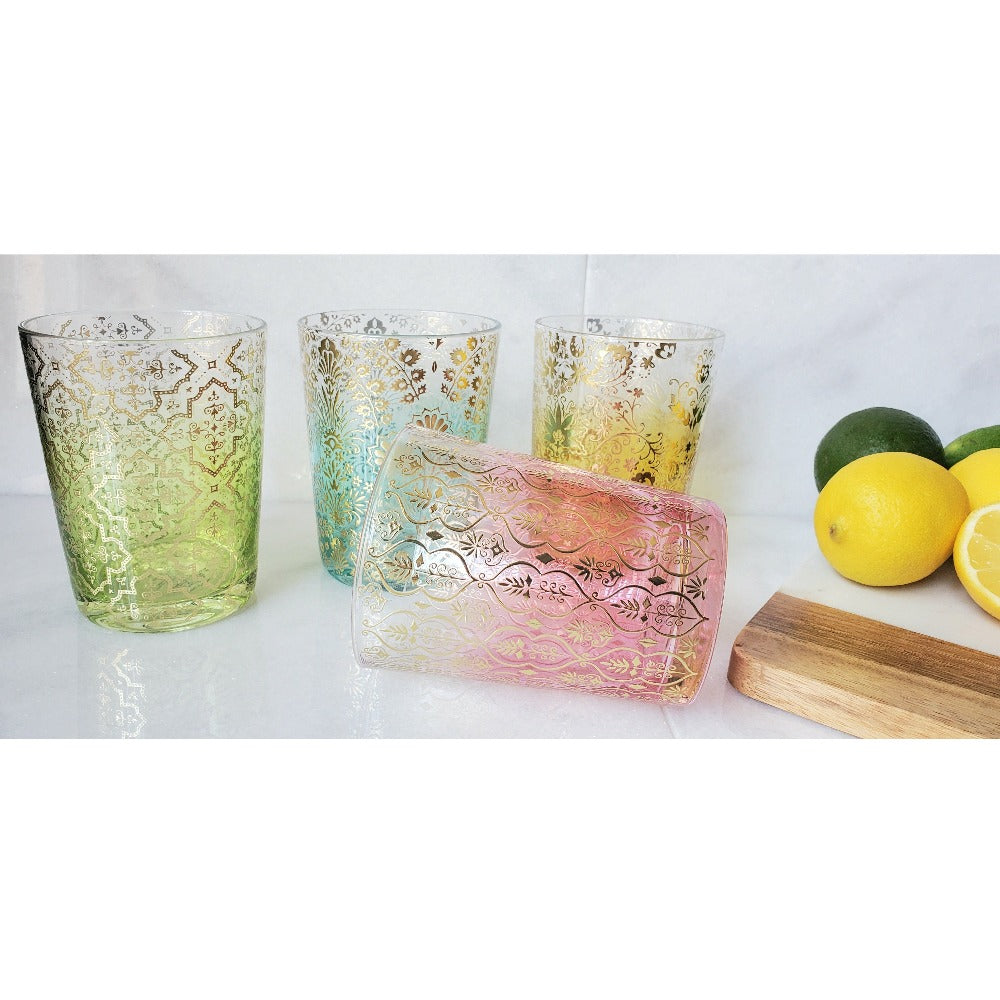 Vandor Ana Davis Lola Ombre 4 Piece 8 oz. Glass Set, Multicolored