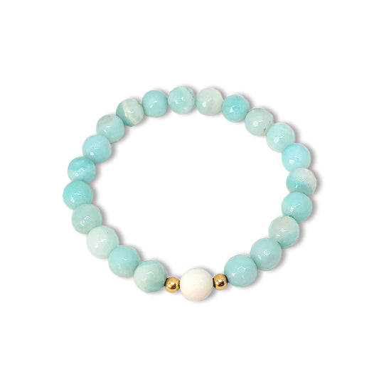 Amazonite and White Agate Faceted Bracelet