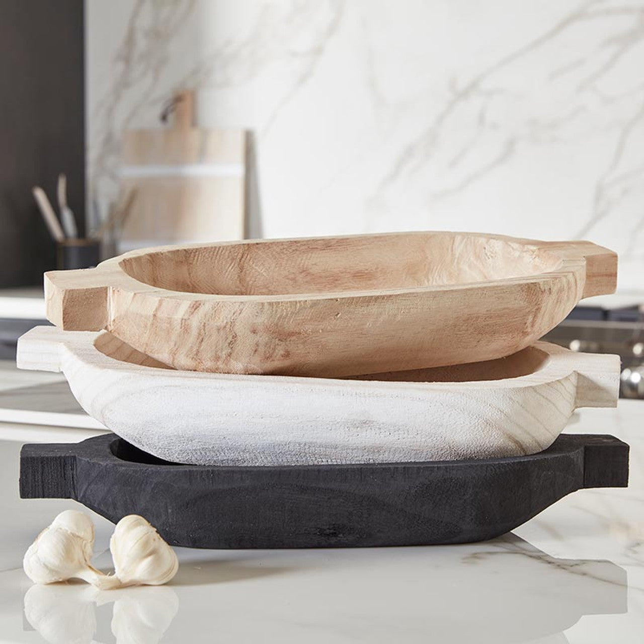 Paulownia Mini Double Handle Bowl - Natural