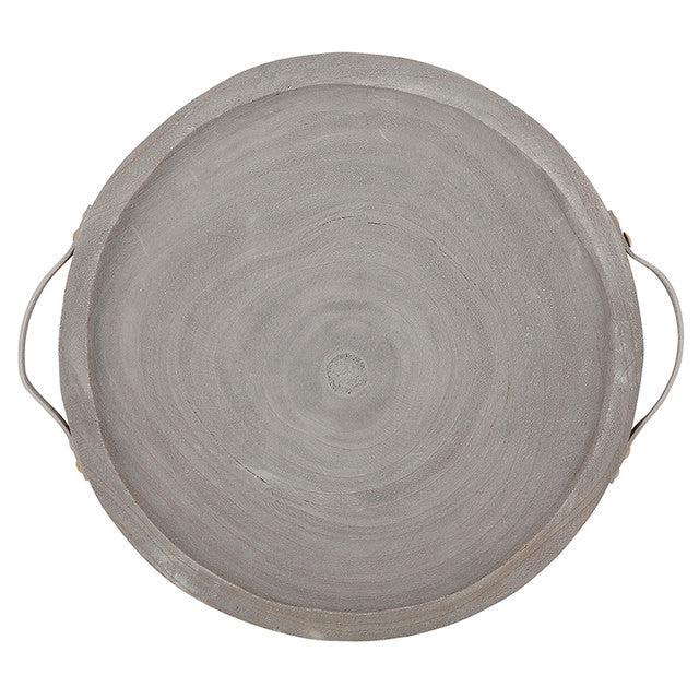 Paulownia + Leather Tray - Grey