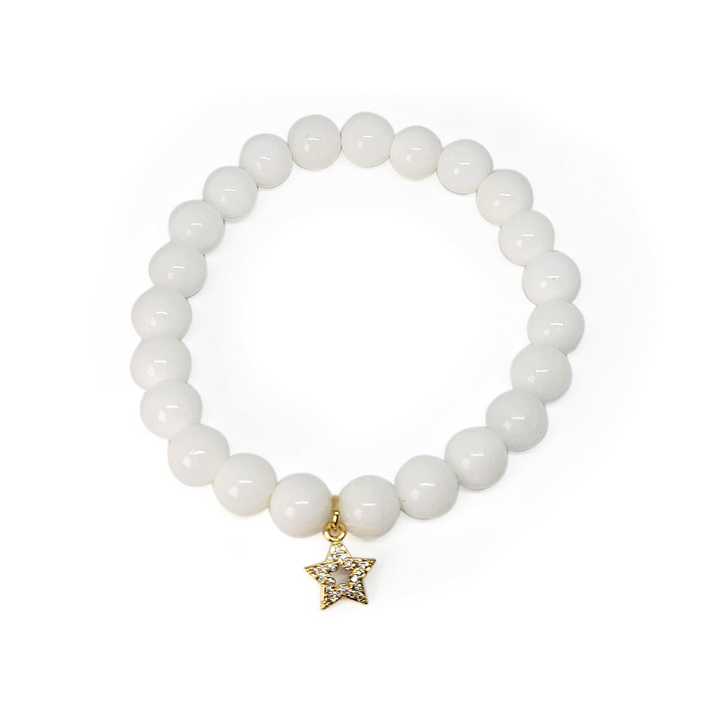 White Agate with Pave Star Charm